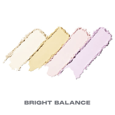{Bright Balance}  Morphe Bake & Set Loose Powder Quad in Bright Balance shade: Four swatches of different pastel shades with 