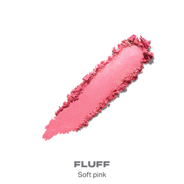 {Fluff} Morphe Cloudlight Soft Glow Diffused Blush crushed powder swatch in Fluff, a soft pink shade