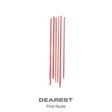 {Dearest} Soulmatte Filling Gel Lip Liner swatch showing multiple dusty pink strokes with text DEAREST, Pink Nude.