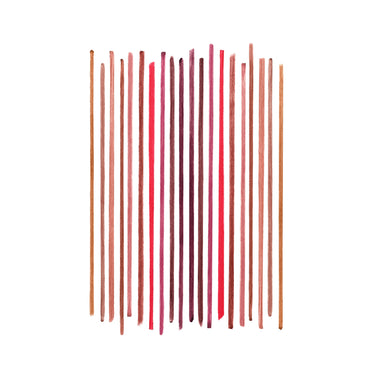 Soulmatte Filling Gel Lip Liner shade range smear swatches showing 24 shades from nude to deep burgundy and red.