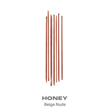 {Honey} Soulmatte Filling Gel Lip Liner swatch strokes displaying warm beige nude tone with HONEY and Beige Nude labels