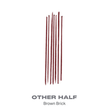 {Other Half} Soulmatte Filling Gel Lip Liner swatch showing brown brick color strokes labeled OTHER HALF Brown Brick.