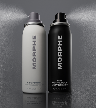 Two mini bottles of Morphe setting spray.