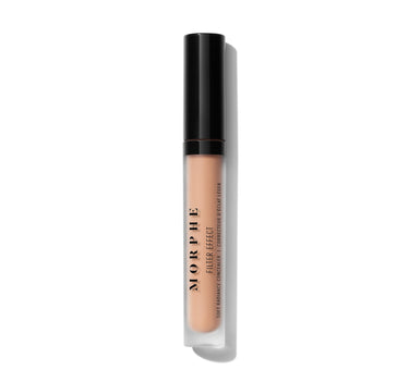 {Filter Rich 26} Morphe Filter Effect Soft Radiance Concealer in shade 26, clear tube with warm beige formula labeled "MORPHE FILTER EFFECT SOFT RADIANCE CONCEALER | CORRECTEUR D