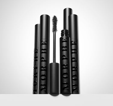Four Morphe Make It Big Volumizing Mascara black tubes engraved MORPHE arranged with one wand extended.